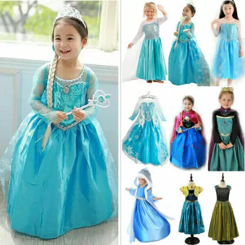 Kids Baby Toddler Girl Anna Elsa Princess Dress Party Dress Up Cosplay Costume #