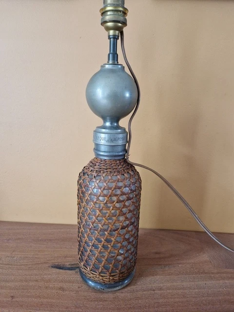 Grand Siphon Bistrot Ancien – Double Cannage Porcelaine – Monté En Lampe – Vintage
