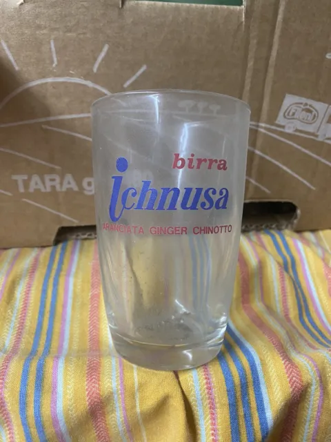 Vecchio Raro Bicchiere In Vetro Birra Ichnusa Vintage Anni  50/'60
