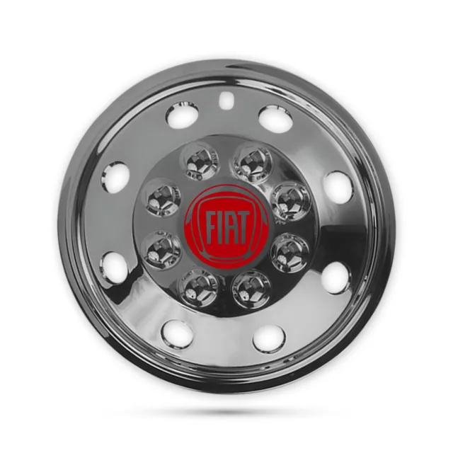 For Fiat Ducato Van 15” 4x Chrome Extra Deep Dish Wheel Trims Hub Caps Red