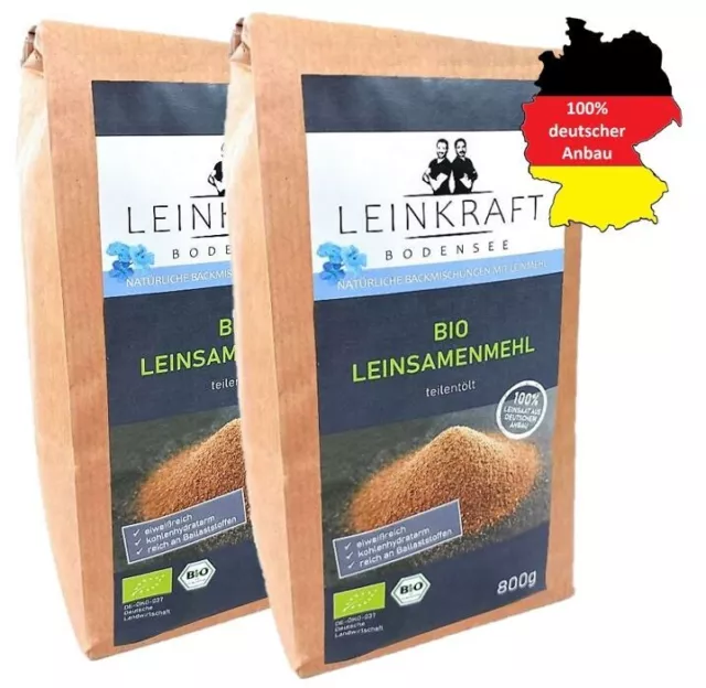 BIO-Leinsamenmehl 1,6Kg Leinmehl 100% DEUTSCHE braune Leinsaat & FRISCH gemahlen