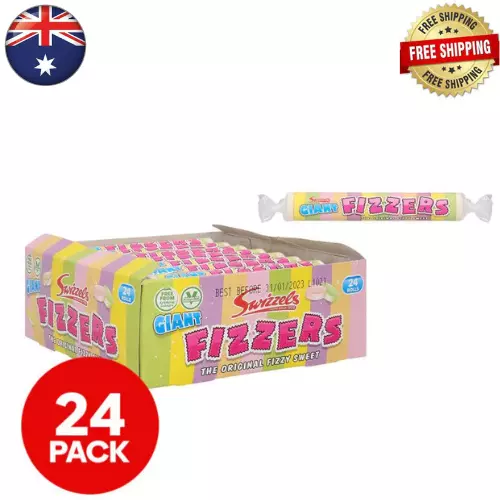 24 x SWIZZELS GIANT FIZZERS ROLLS BULK LOLLIES FIZZY FRUIT TINGLES UFO SWEETS*