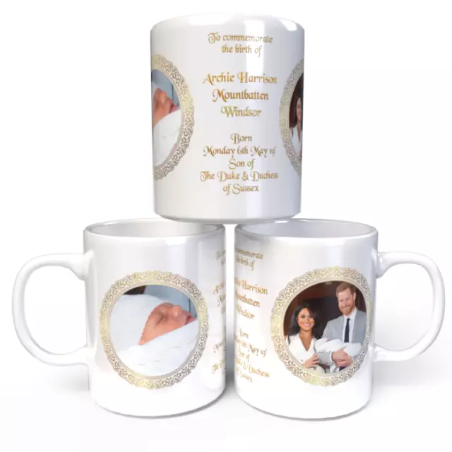 Harry & Meghan Royal Baby Archie Harrison Mountbatten Windsor Coffee Mug Cup