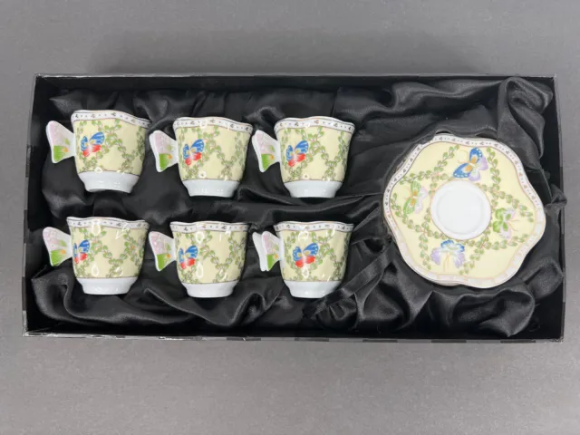Saks Fifth Avenue Classic Coffee & Tea Set for 6 Butterfly Cups & Saucers