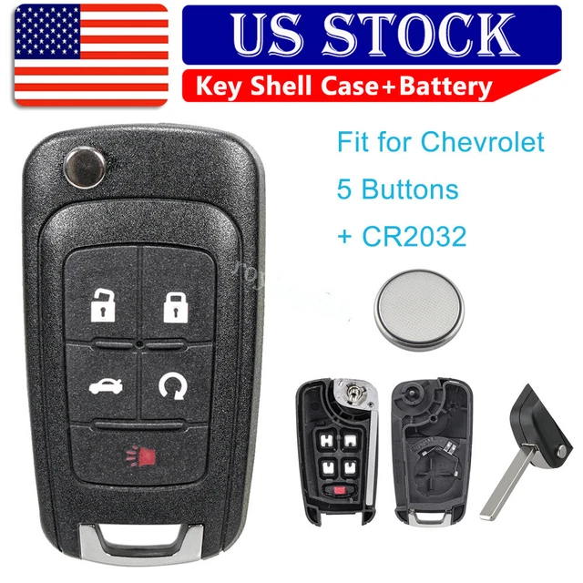 Flip Key Shell for 2012 2013 2014 2015 2016 2017 2018 Chevrolet Sonic + Battery