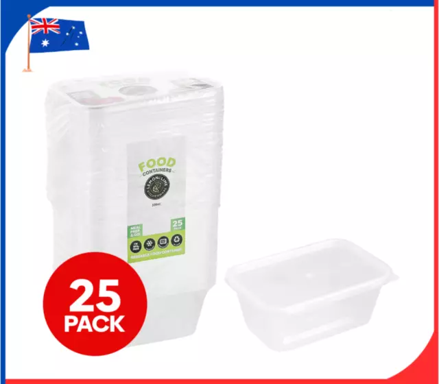 Takeaway Food Containers with Plastic Lids 300ml Take away Meal Prep Box AU Free