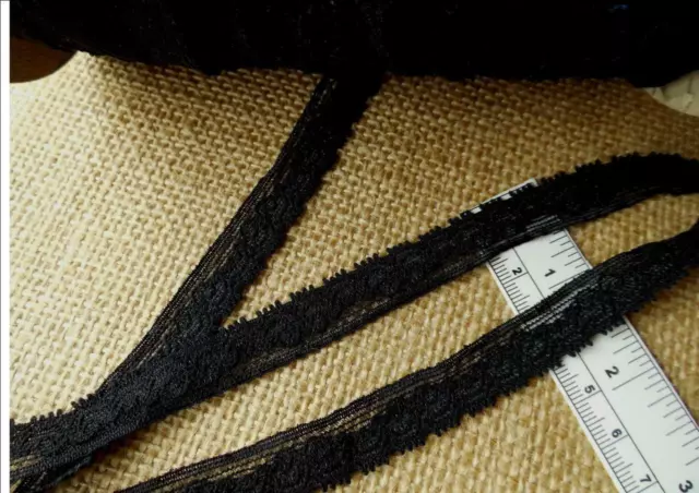 SOFT Underwear BLACK STRETCH LACE 15mm ½" narrow tiny scallop floral 5M 10M (S