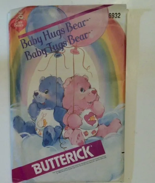 Vintage Care Bear BABY HUGS & BABY TUGS Butterick Sewing Pattern New Uncut FF