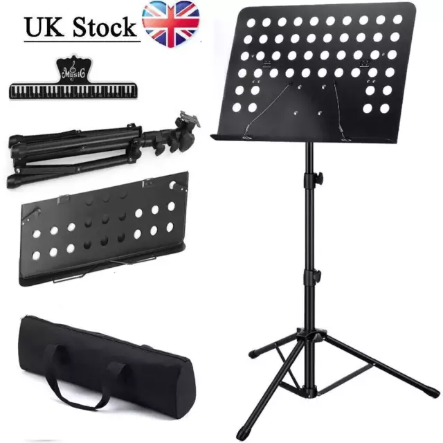 Folding Adjustable Orchestral Music Stand Heavy Duty Stand Tripod Base UK
