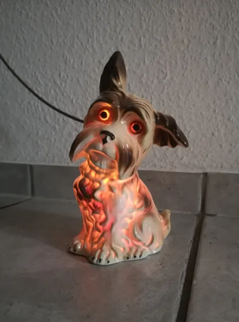 schöner alter Aerozon Porzellan Rauchverzehrer / neue Elektrik / Figur Hund