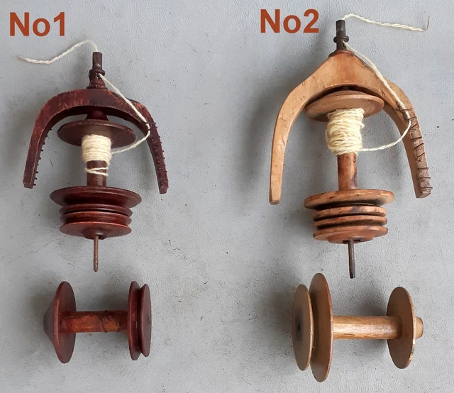 ANTIGUO VOLANTE DE CARRETE GIRATORIO DE MADERA +1 pieza. BOBINA.Elige 1 de 2 ofertas