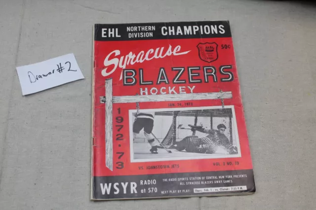 Syracuse Blazers Hockey Vs Johnstown Jets Jan 1973 EHL Hockey Program