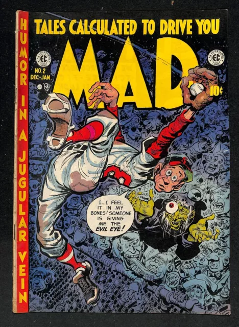 MAD #2 - Classic Jack Davis Baseball cover - EC Comics - 1952-3 (MK) 85 SCARCE