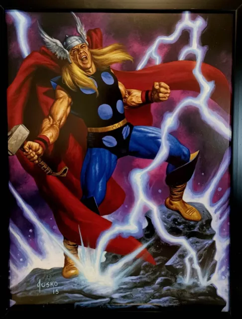 Mighty Thor Marvel Masterpieces by Joe Jusko 9x12 FRAMED Comics Art Print Poster