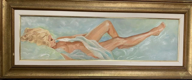 Vecchio olio su tela”nudo di donna”