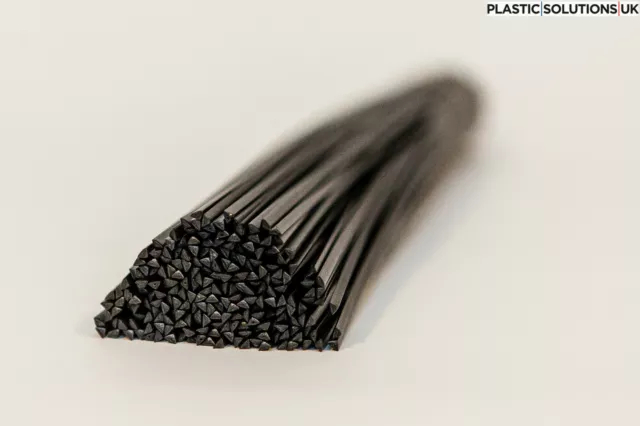 PP GF Plastic welding rods (4mm) black, pack of 10 rods /triangular shape/
