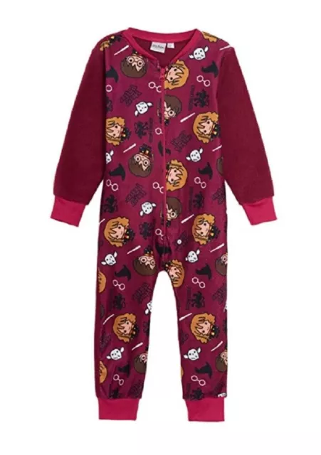 Boys Girls Harry Potter 1Onesie One Piece Pyjama Sleepsuit Burgundy 3-13 Years