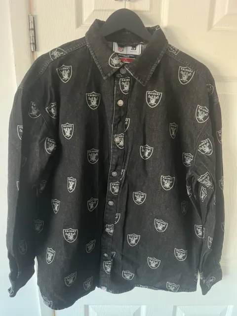 Los Angeles Oakland Las Vegas Raiders Denim Shirt XL Perfect Condition