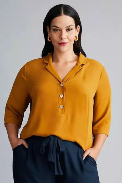 SARA - Plus Size - Womens Tops -  Button Detail Shirt