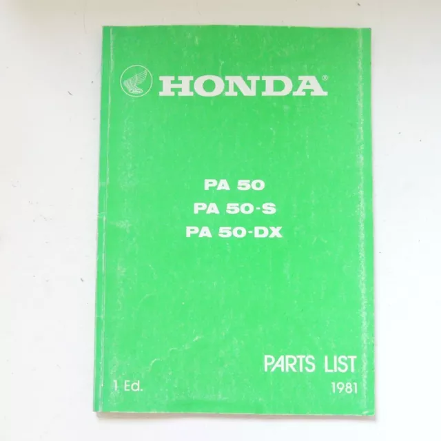 Genuine Honda PA 50 S spare parts catalog spare parts list manual parts catalog