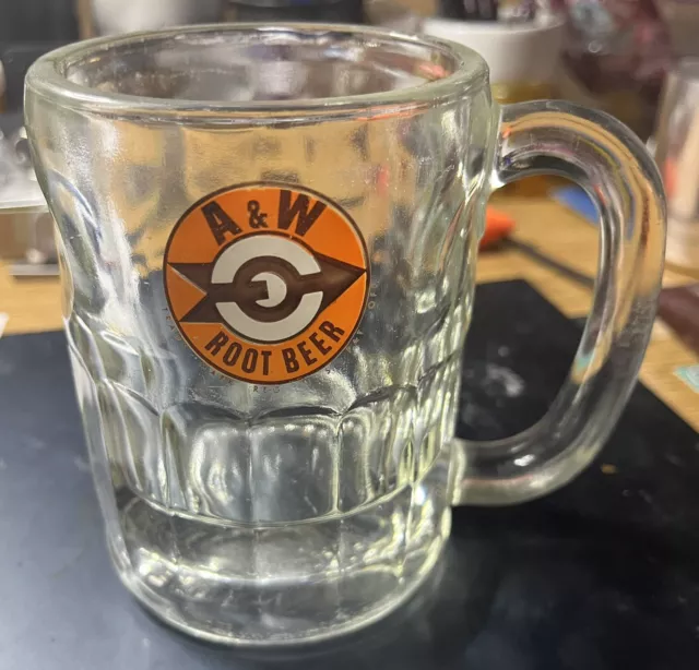 Vintage A&W Root Beer Glass Mug Stein 4.5" Tall Arrow Logo Bullseye 1961-1968 AW