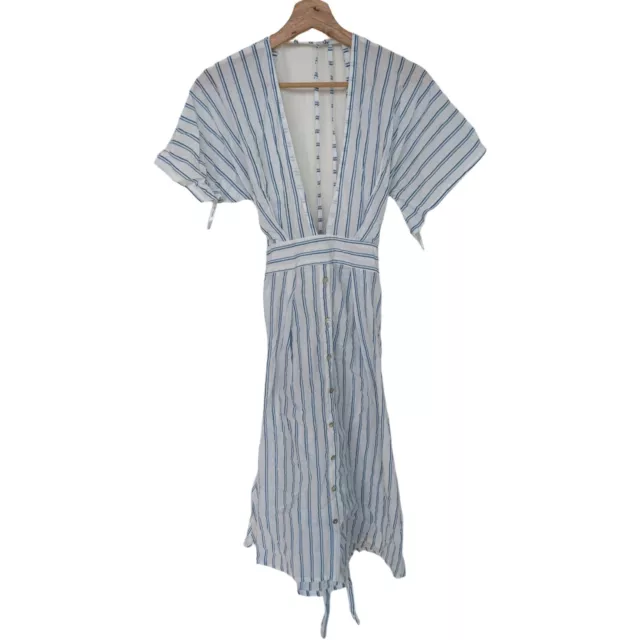 Faithfull The Brand Blue / White Stripe Midi Dress Size 6 Free Shipping