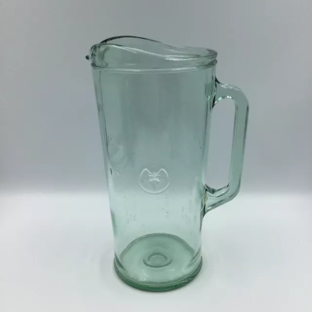 Bacardi Rum Glass Jug Pitcher Bat Motif with 3 Embossed Cocktail Recipes