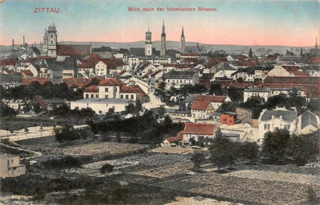 Stadtansicht Blick nach der böhmischen-Straße Zittau Sachsen Postkarte AK 1912