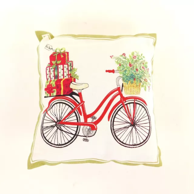 Bicicleta de almohada de vacaciones Holly Bush Alice's Cottage 8" cuadrada