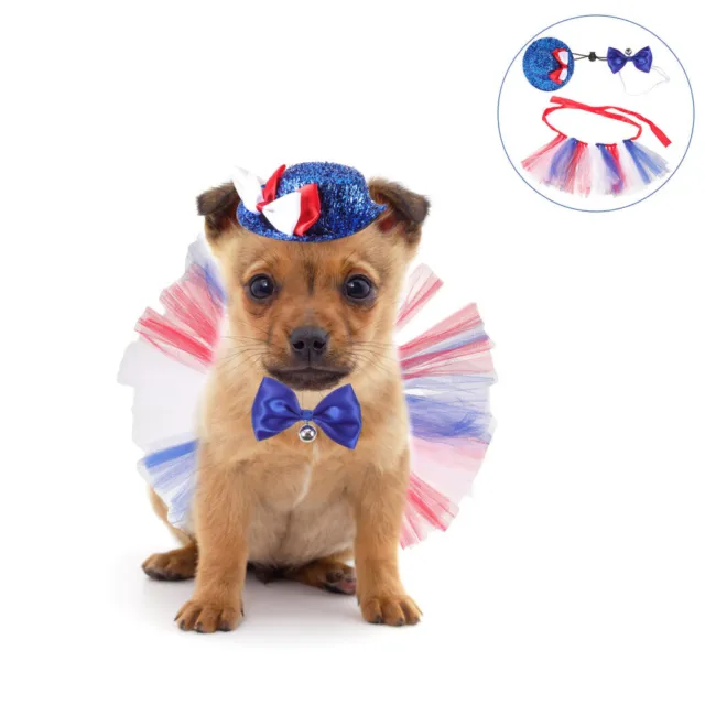 1 set di 4 luglio costume gatto cane animale domestico cappello patriottico gonna tutù animale domestico