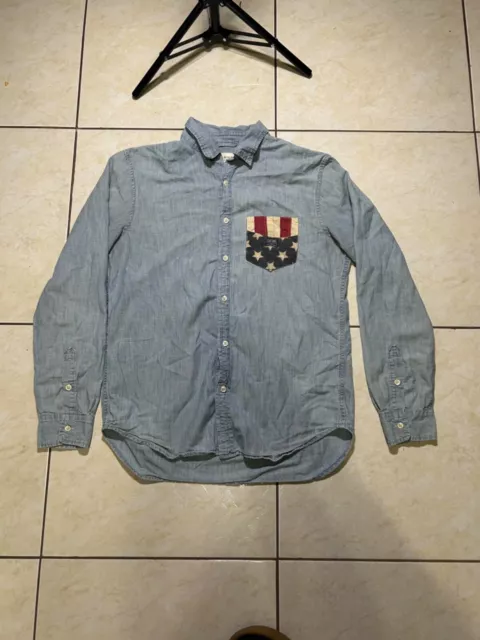 Ralph Lauren Denim Supply American Flag Long Sleeve Button Shirt Mens Medium