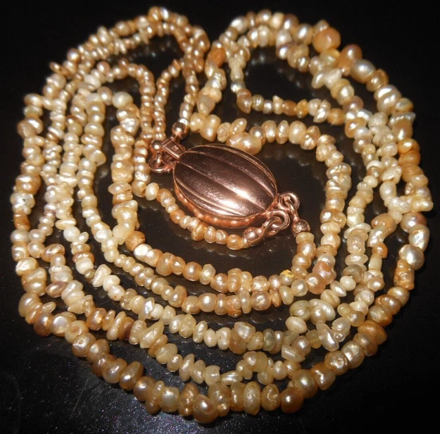 Antique 100% NATURAL Salt Water Pearl Necklace - India Astrology gem Moti / Muti