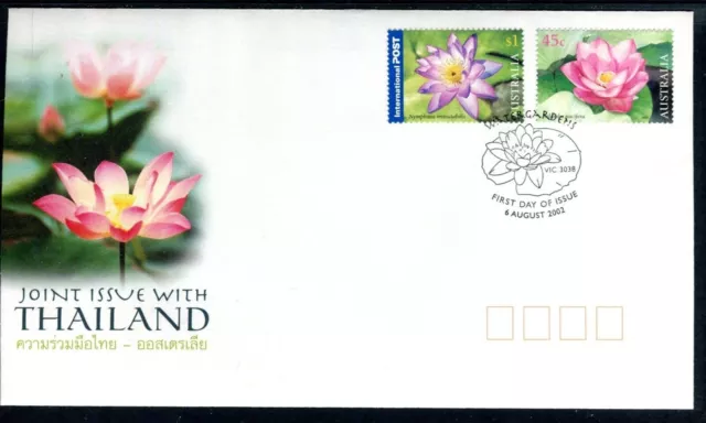 Australia 2002 Joint Issue with Thailand Set of 2, Pmk'd Water Gardens Vic FDC