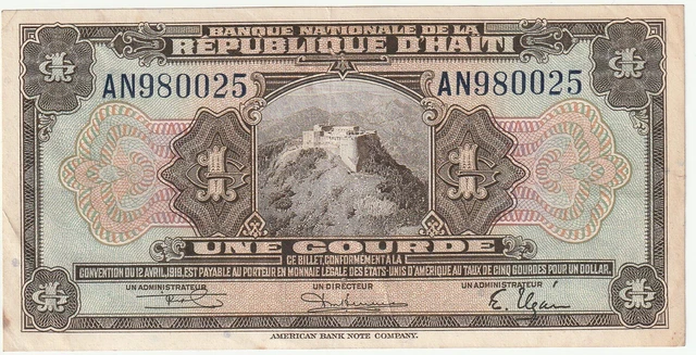 Haiti 1 Gourde Banknote 1935-42 Choice Extra Fine Cond,Pick#170-A"Free Shipping"