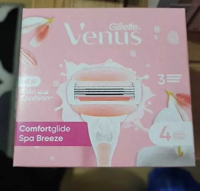 4 cabezales de cartucho de afeitar de 3 hojas Gillette Venus Spa Breeze Comfortglide para mujer