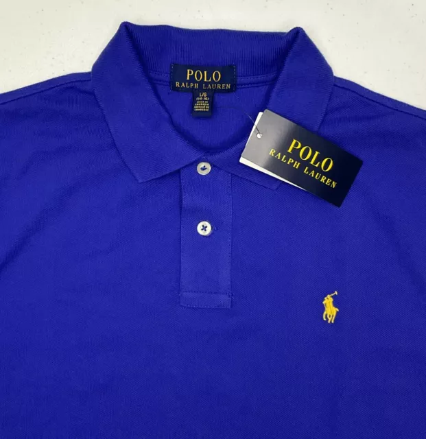 POLO RALPH LAUREN Shirt Pique Short Sleeve Royal Blue Youth Sz L 14-16 ...