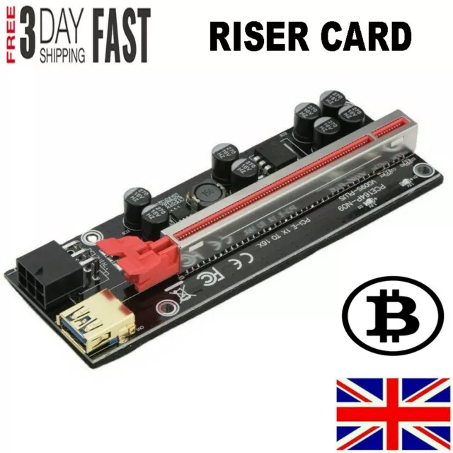 UK VER009 PCI-E Riser Card PCIe 1x to 16x USB 3.0 Data Cable Bitcoin Mining A+++