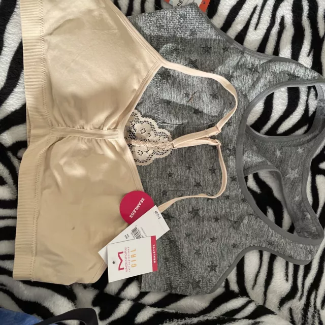 Tahari Girl Pullover Training Bras Size S 6 7 Gray Pink Rose Beige Set  Comfort