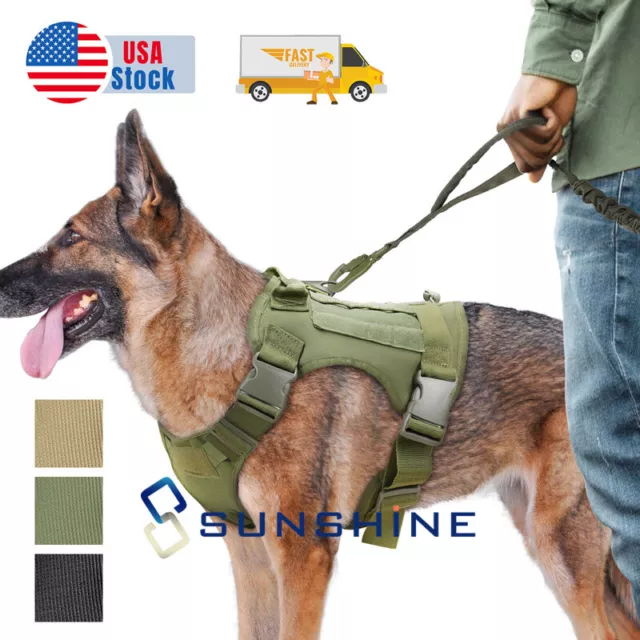 Military Tactical Dog Harness No Pull Handle Service Training Working Vest&Leash