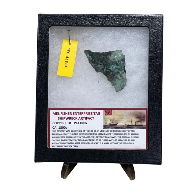Mel Fisher Enterprise Tag Shipwreck Artifact - Copper Hull Plating