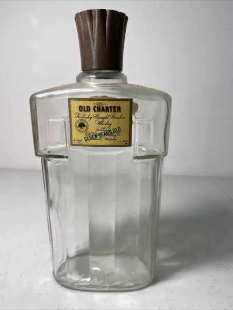 Vtg Old Charter Kentucky Straight Bourbon Whiskey Empty Glass Decanter Bottle