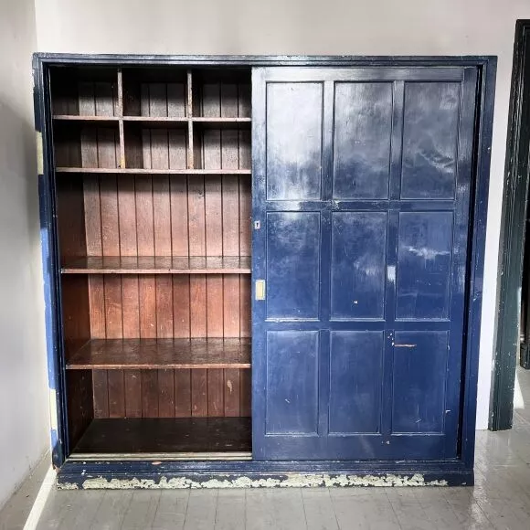 Antique Industrial LARGE TEXTILE CUPBOARD WITH SLIDING DOORS