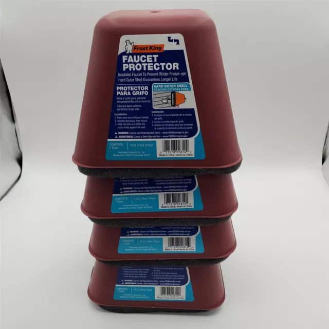 4-PACK of Thermwell Frost King FC2 Plastic Faucet Cover, Rectangular, Dark Red