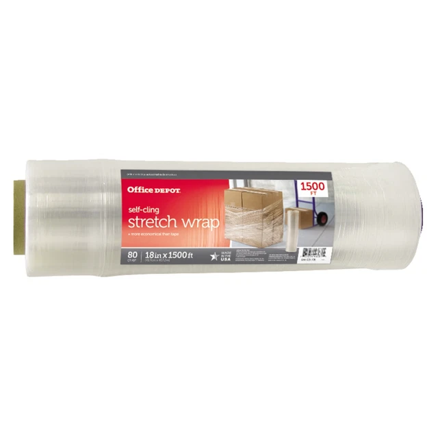 Office Depot Brand Stretch Wrap Film, 18" x 1500' Roll, Clear