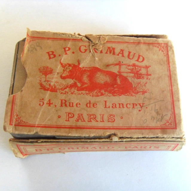 Jeu Aluette jeu de la vache Grimaud 48 cartes ancien French vintage Set