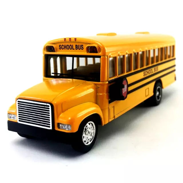 6" inch Yellow School Bus Die-cast Model Kinsfun pull back action openable doors