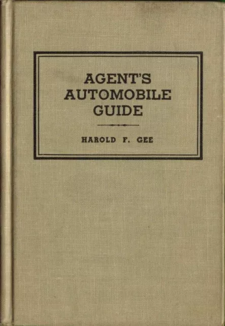 1954 Insurance Agent's Automobile Guide, Hardback Book