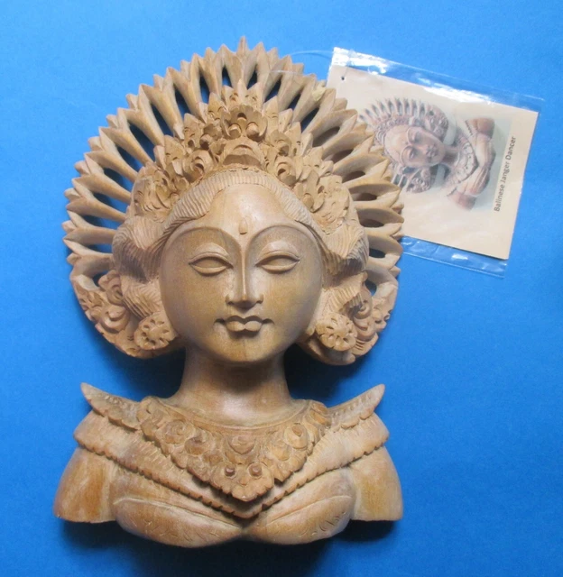 Souvenir | NEW JANGER Dancer | Woodcarving Sculpture | Mask | Bali Arts 7.5"