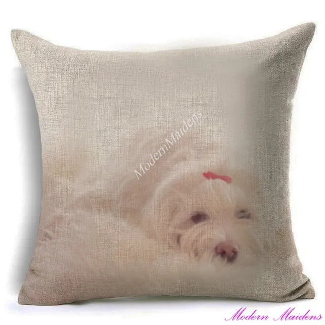 Linen Printed Sweet Dog Cushion Cover 450x450mm