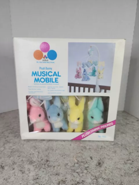 NEW Vintage Plush Bunny Musical Mobile 683 Made in USA